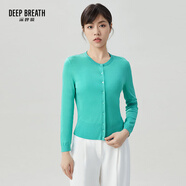深呼吸DEEP BREATH女裝簡(jiǎn)約百搭薄款圓領(lǐng)長(zhǎng)袖冰絲針織開衫女A400473 冰藍(lán) S (2碼)