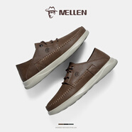 名郎新款品牌男士潮流百搭頭層牛皮經(jīng)典系帶復古休閑舒適商務(wù)休閑男鞋 深棕色 41