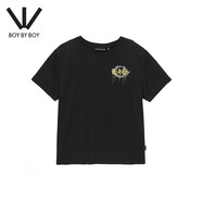 BOY BY BOY夏潮牌女裝針織短袖T恤朋克街頭寬松休閑簡(jiǎn)約W01028 黑色 S