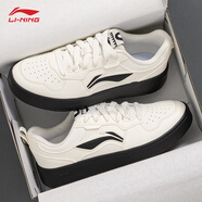 李寧經(jīng)典板鞋男春冬季新款小白鞋透氣耐磨滑板鞋學(xué)生男士運動(dòng)休閑鞋子 乳白色/黑色【初云】 41
