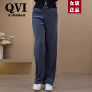 QVI高端品牌雪尼爾闊腿褲女2025秋冬新款高腰休閑燈芯絨加絨直筒長(zhǎng)褲 灰色 XL