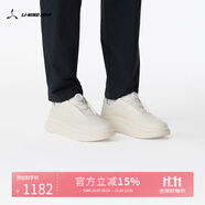 LI-NING 1990板鞋男鞋25新款?科技輕量高回彈減震低幫透氣休閑鞋通勤系列 米白色-2 41