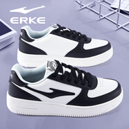 鴻星爾克板鞋女鞋2026新款春季空軍一號白色增高輕便防水休閑小白鞋運動(dòng)鞋 微晶白/正黑【空軍一號款】 37 品質(zhì)保障