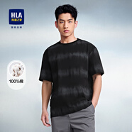 HLA海瀾之家短袖T恤男款純棉質(zhì)地漸變圓領(lǐng)短袖男夏HNTBJ2W299A 黑色花紋V9 S 165/84A