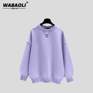 WABAOLI高端品牌 春秋冬季休閑慵懶風(fēng)薄款寬松套頭圓領(lǐng)衛(wèi)衣女加絨中長(zhǎng)款 芋紫色（加絨） S 建議80-98斤