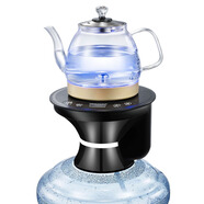 美能迪桶裝水燒水壺一體機(jī)電動(dòng)上水自動(dòng)抽水器帶加熱燒水器大桶水泡茶桶裝水飲水機(jī)底上水電熱水壺 黑色【底部上水】+藍(lán)光玻璃壺 1L