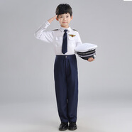 兒童大合唱學(xué)生運(yùn)動(dòng)會(huì)演出幼兒園園服男女小海軍水手制服警察軍裝 白色男(長(zhǎng)袖+褲子) 110cm