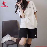 喬丹運(yùn)動(dòng)套裝女裝2025夏季新款透氣寬松短袖短褲跑步瑜伽休閑服兩件套 喬丹白+黑色(速干) S/165