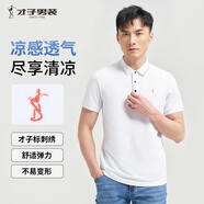 才子（TRIES）【多色可選 】POLO衫夏季新款男士短袖上衣仙鶴刺繡撞色翻領(lǐng) 網(wǎng)眼提花領(lǐng)白色 L 48(170/88A)