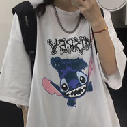 牧獸史迪仔ins恤男情侶裝夏韓潮BF原宿風(fēng)寬松半袖動(dòng)漫 626  白色 M