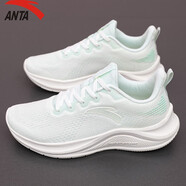 安踏（ANTA）漫步丨運動(dòng)鞋女鞋秋季款輕質(zhì)皮網(wǎng)面軟底輕質(zhì)跑鞋緩震耐磨跑步鞋女 象牙白/氧氣綠 38