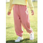 茵曼女童運動(dòng)休閑褲子25春秋冬新款兒童中大童寬松抗起球長(cháng)褲女寶寶 春秋款F3831117A-粉色（4級抗起球） 150