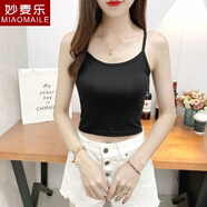 妙麥樂(lè )(兩件裝)夏季新款吊帶背心女上衣打底衫女短款露臍內搭性感百搭小 黑色+黑色 均碼 【80-120斤】