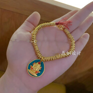 初享（CHUXIANG）燒藍綠度母吊墜磨砂金珠路路通古法仿沙金項鏈毛衣鏈女 綠度母手鏈