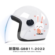 AD新國標(biāo)認(rèn)證電動(dòng)車頭盔男女士四季通用電瓶車安全帽女款冬季保暖防霧騎行輕便半盔女款冬天圍巾頭盔 新國標(biāo)【白兔】透明 均碼