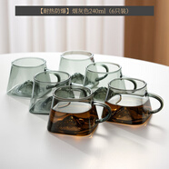 天喜（TIANXI）茶杯耐熱主人杯玻璃杯子辦公室高檔個(gè)人專(zhuān)用觀(guān)山喝茶水杯公道杯 【耐熱防爆】煙灰色240ml*6