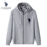 U.S. POLO ASSN.保羅衛(wèi)衣男春秋長袖T恤上衣休閑打底衫衛(wèi)衣連帽外套 花灰 M 