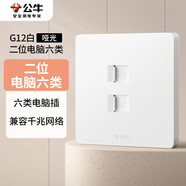 公牛（BULL）開關(guān)插座 G12系列二位電腦六類插座奶油風(fēng)86型G12T222B 暮雪白
