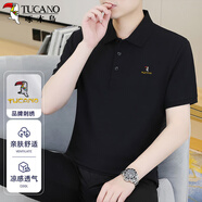 啄木鳥（TUCANO）短袖t恤男士夏季商務休閑刺繡polo打底衫透氣上衣男裝 黑色 XL