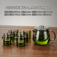 胖東來(lái)同款茶壺玻璃泡加厚耐高溫小花過(guò)濾茶水分離泡茶家用單 輕奢灰(加厚)+墨色品杯6只 600ml 401mL(含)-500mL(含)