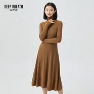 深呼吸DEEP BREATH 3D天衣無(wú)縫羊毛針織連衣裙A500278 A500283 A500285 卡其-長(zhǎng)袖 高領(lǐng) M (3碼)