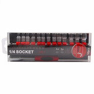 捷科公扳手套筒組套裝 便攜式汽修棘輪工具組套裝1/4英寸夾頭 14件套 SK1/4-14SJ