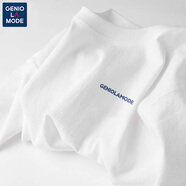 GENIOLAMODE白t恤男女短袖男款夏季衣服寬松純棉中性風(fēng)學(xué)生簡約打底半袖男生 白色(g拉莫德藍(lán)胸標(biāo)) XL (180)