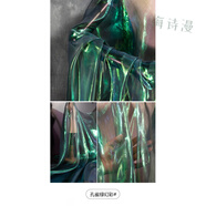 海詩(shī)漫鐳射歐根紗漸變色布料面料服裝漢服diy手工幼兒園環(huán)創(chuàng  )婚禮背景 孔雀綠 (半米價(jià)) 多買(mǎi)連著(zhù)的