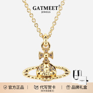 GATMEET珍珠項鏈回形針土星歐陽娜娜明星同款情人節(jié)生日禮物送女友老婆 金白鉆鉚釘項鏈