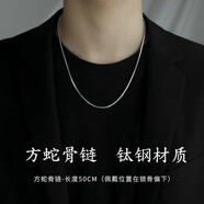 言象蛇骨鏈項(xiàng)鏈配飾男潮小眾設(shè)計(jì)感鏈子細(xì)男士素百搭鈦鋼頸男生鎖骨鏈 方蛇骨鏈-50cm+5cm