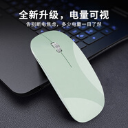 依選 M18無線鼠標三模藍牙超薄鼠標可充電靜音便攜辦公游戲適用于惠普華為華碩iPad臺式筆記本電腦 蘋果綠-USB接收器版+電量顯示【無藍牙】