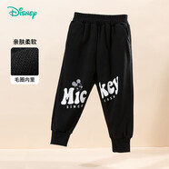 迪士尼寶寶（Disney Baby）童裝男童褲子潮酷米奇長褲舒適保暖24年秋新品 碳黑 7歲/身高140cm