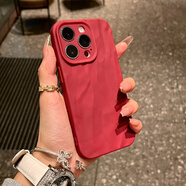 萌續(xù) 高級膚感褶皺iPhone15promax手機殼16promax蘋果14/13全包軟套12/11防摔殼xs情侶潮 膚感褶皺殼【酒紅】 iPhone13