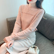 俞兆林休閑打底針織衫女秋季2024年新款半高領(lǐng)釘珠裝飾設(shè)計(jì)感毛衣女裝 8608粉色 均碼 建議80-135斤