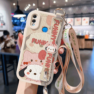 WAIDM榮耀8x手機殼女款honor8x保護套全包斜挎新款適用榮耀 8X外殼腕帶支架款八叉9可愛軟殼帶掛繩 【斜跨白】HH1464 榮耀8x