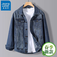 真維斯（Jeanswest）牛仔夾克男士2025春秋季新款韓版修身潮流上衣柔軟舒適翻領(lǐng)外套男 藍色 XL