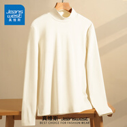 真維斯（JEANSWEST）加絨半高領內搭打底衫長袖女裝2024新款秋冬季絨德保暖女士上衣服 米色 M