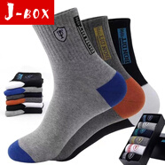 J-BOX襪子男士春夏季薄款百OT盾牌中筒襪子 隨機(jī)顏色（簡(jiǎn)裝） 1雙 均碼