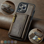 米尼鹿 蘋(píng)果16promax手機殼帶卡包iphone15Promax磁吸皮殼保護套蘋(píng)果16Pro支架全包plus防摔商務(wù)男女款 【咖啡色】皮質(zhì)卡包丨磁吸支架 蘋(píng)果15