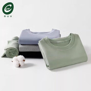 E.U.V男童秋衣秋褲套裝舒絨棉兒童保暖內(nèi)衣男孩打底女童棉毛衫中大童 灰綠色【純色】 150