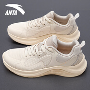 安踏女鞋冬季奶茶色漫步跑鞋減震回彈厚軟底學(xué)生增高時(shí)尚休閑運動(dòng)鞋子 -4燕麥白/淺煙灰 36