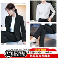 普妮姿黑色小西裝套裝女新款職業(yè)裝大學(xué)生職場面試正裝工作服西服外套秋 黑色西裝+白色襯衫+西褲 2XL 【建議118-127斤】