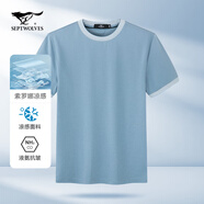 七匹狼（SEPTWOLVES）短袖t恤男夏裝涼感輕薄體恤衫凈色圓領(lǐng)透氣潮流百搭男士上衣 113(淺藍) 175/92A/XL