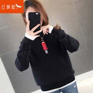 紅蜻蜓針織衫女2025春秋季韓版套頭長袖毛衣女寬松t恤新款女裝線衣女 黑色 均碼 （適合80-130斤）