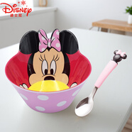 迪士尼（Disney）兒童餐具套裝嬰兒輔食碗寶寶家用勺子米妮系列飯碗生日禮物送寶寶