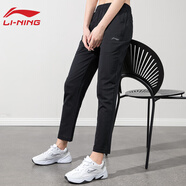 李寧（LI-NING）運(yùn)動褲子女2025春夏季新款寬松束腳休閑衛(wèi)褲女子韓版顯瘦百搭長褲 黑色-棉質(zhì)直筒 M (平常穿L建議拍)