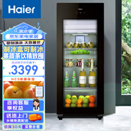 海爾（Haier）157升雙溫可制冰家用客廳辦公室冷藏柜暖藏冰吧 茶葉飲料蔬果保鮮柜囤貨冰箱DS0157DK以舊換新