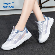 鴻星爾克（ERKE）女鞋跑步鞋夏季網(wǎng)面透氣輕便運(yùn)動(dòng)鞋學(xué)生白色休閑鞋女跑鞋 爾克白/礦物紫 40