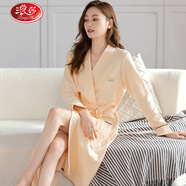 浪莎（LangSha）睡袍女士秋季純棉長(cháng)袖家居服青年女?huà)寢岄L(cháng)款浴袍睡衣全棉浴衣晨袍 女22667膚色 XL