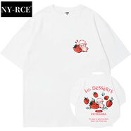 NY-RCE明星徐璐同款卡通短袖t恤女裝2025新款美式復(fù)古夏體恤上衣服潮牌 白色（兔子草莓） M 100~125斤